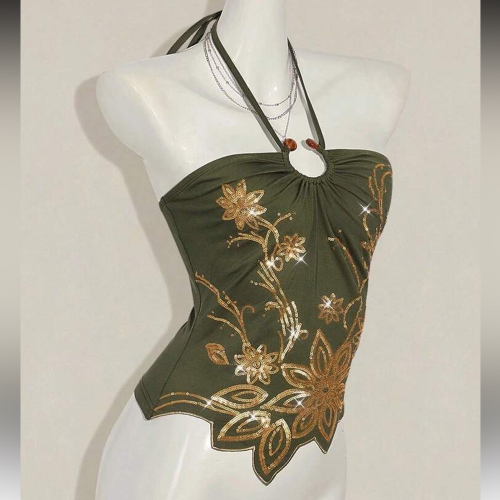 RARE floral halter top - Picture 2 of 7